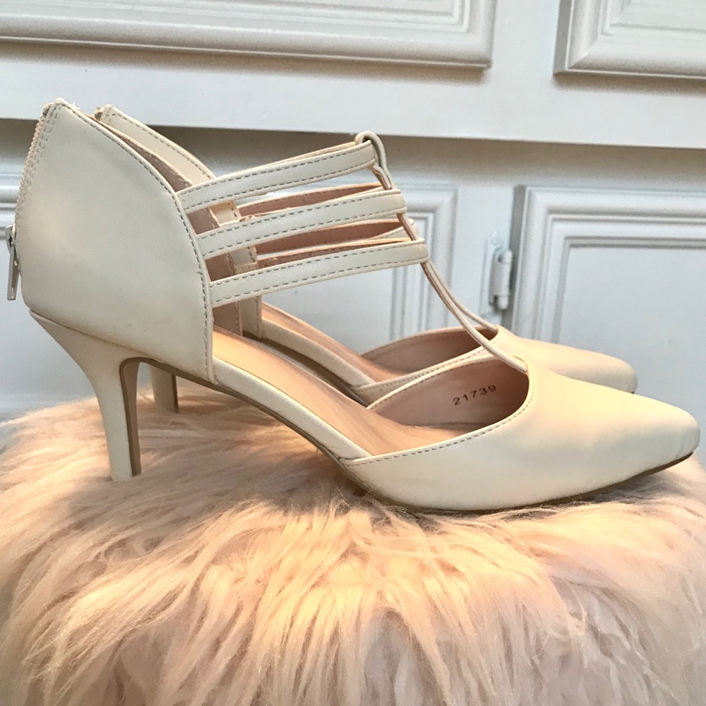 👠Strappy Bone Pointed Toe Heel 👡